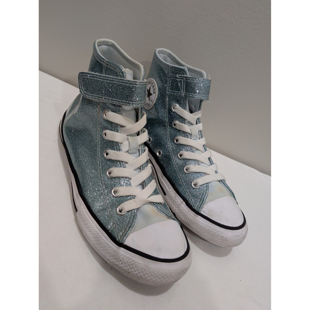 Converse Chuck Taylor All Star 1V Hi Blue Glitter Kids Sneakers 3 A09182C